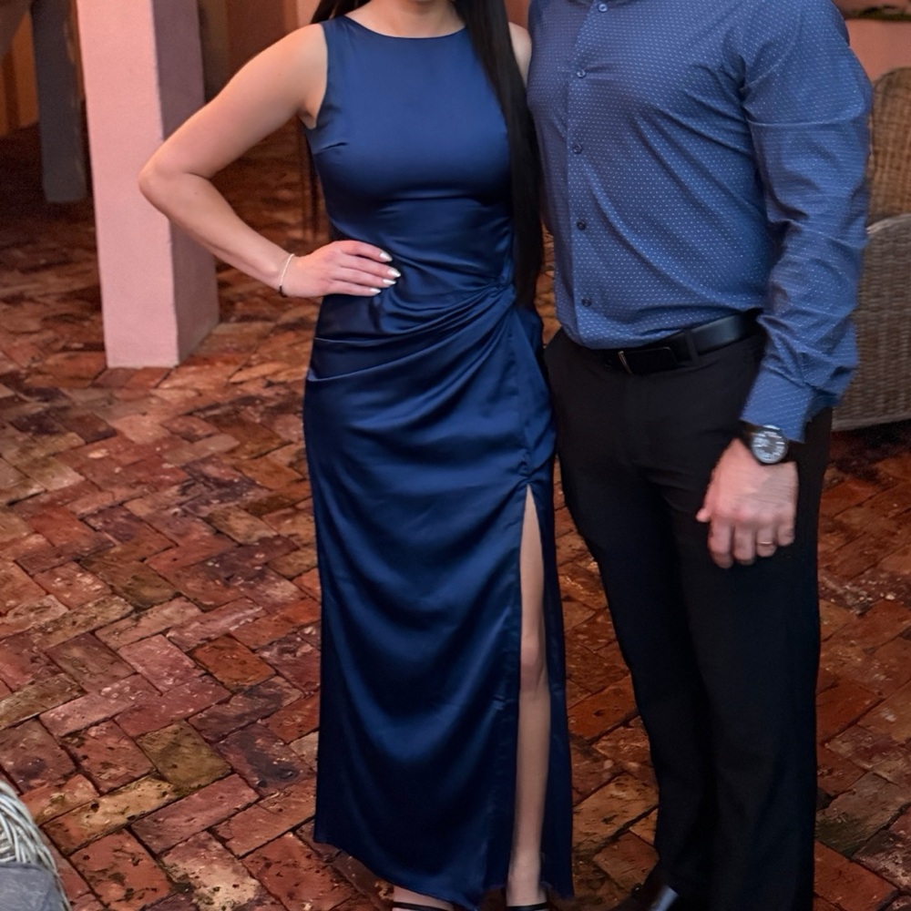 Abercrombie & Fitch Draped Skirt Dress Navy Blue Maxi Dress